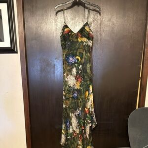 Teri Jon Green and Yellow Tiered Ruffle Maxi Sundress, worn once for a wedding!